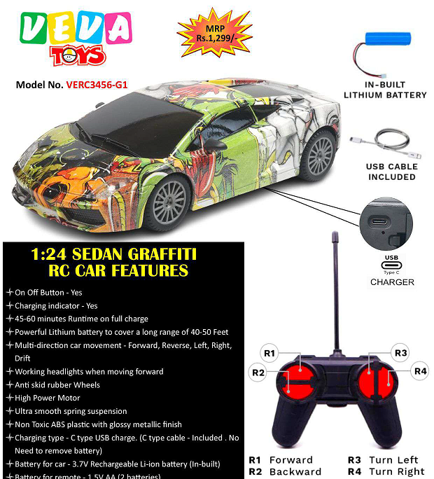 VEVA REMOTE CONTROL CAR LAMBO GRAFFITI ASSO