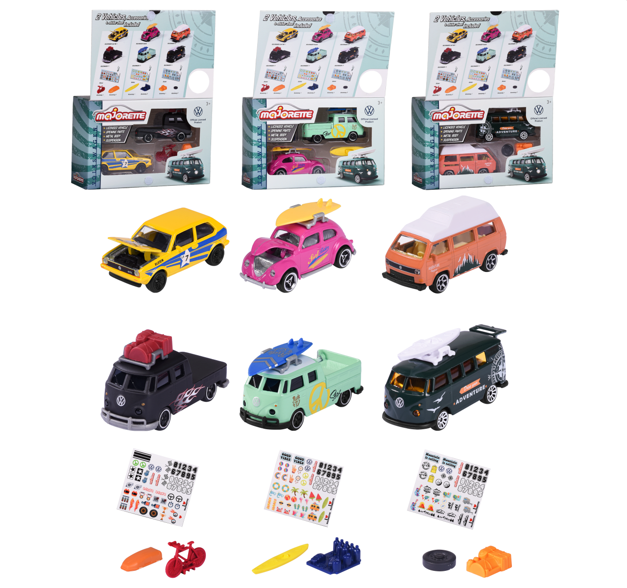 MAJORETTE VW THE ORGINALS 2 PCS SET 3 ASST