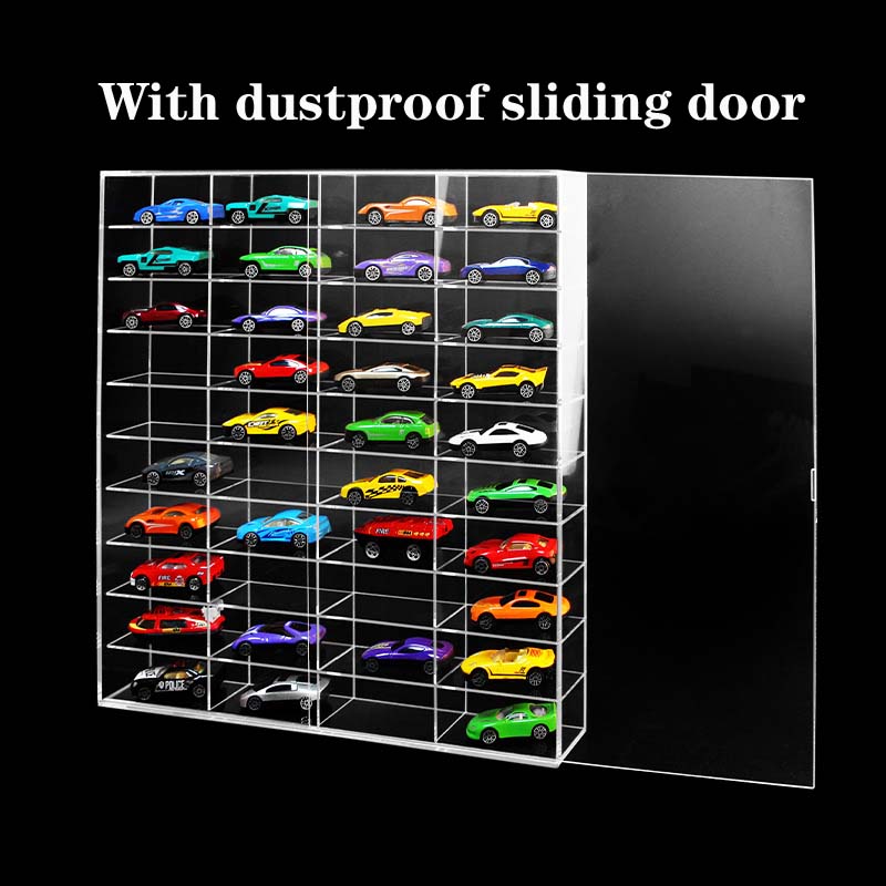 60-CARS HOTWHEELS DISPLAY CASE WITH SLIDING DOOR