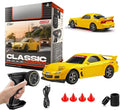 1:43 Scale Mazada JDM Rx7 Model White car Mini RC Drift Car with Gyro Full Proportional RTR 2.4Ghz Remote Control with RGB Lights YELLOW