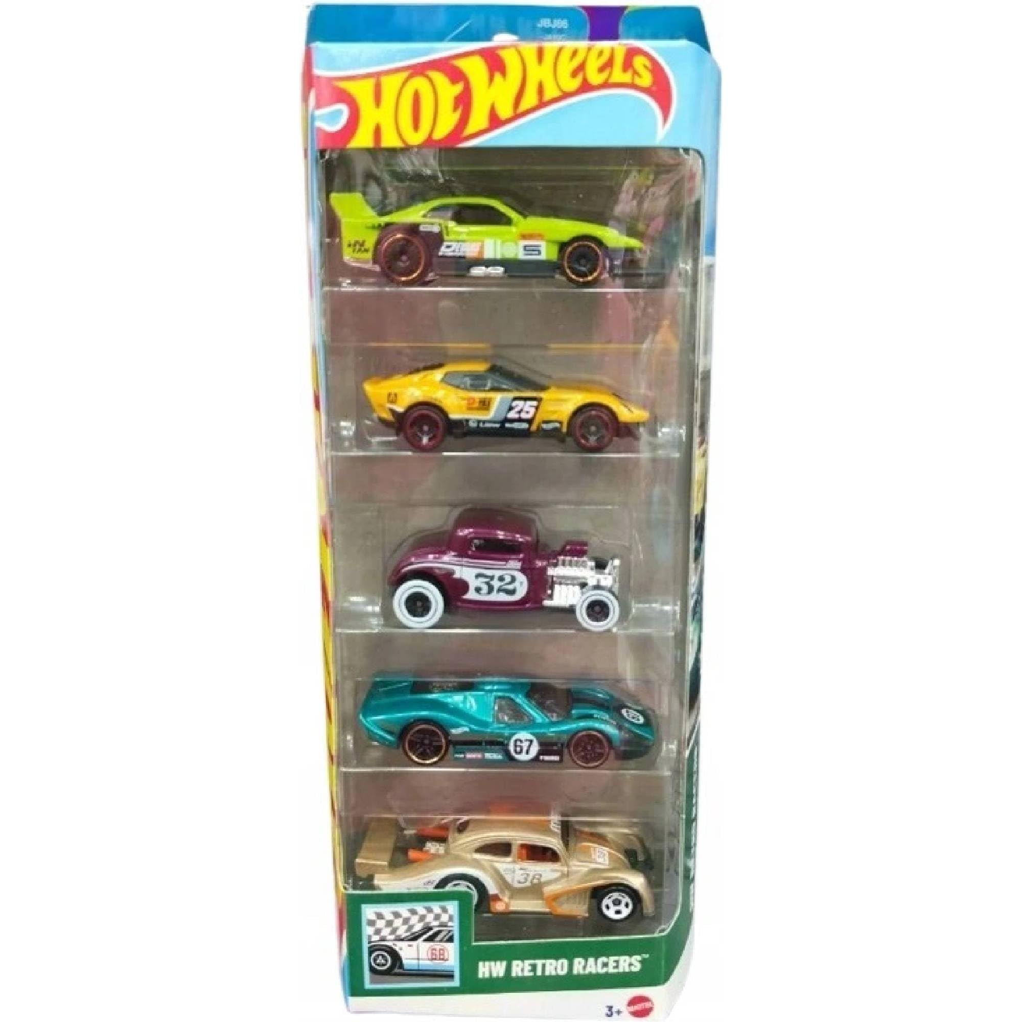 HOTWHEELS TRACK BUILDER RETRO RACERS 5 PACK