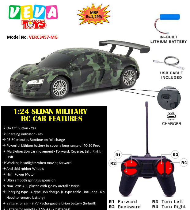 VEVA REMOTE CONTROL CAR MILITARY AUDI