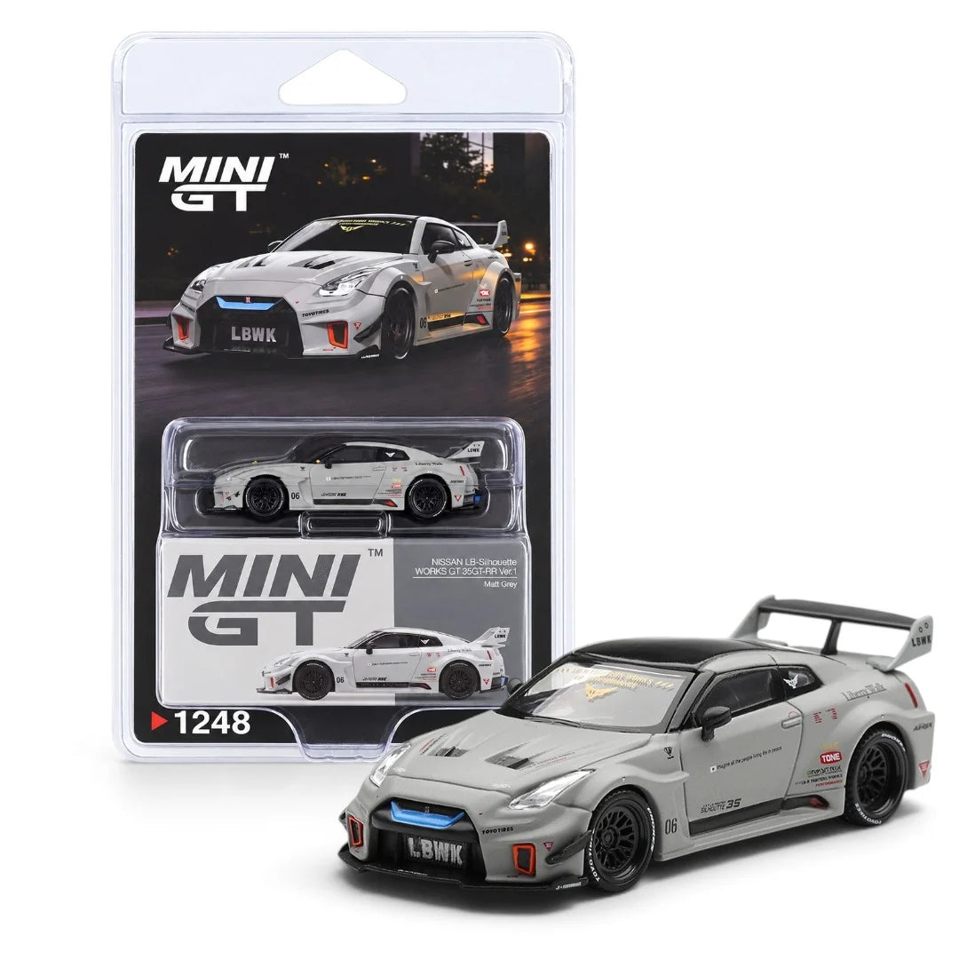 MINIGT NISSAN LB SILHOUETTE WORKS GT 35GT-RR MATT GREY 1248 BLISTER