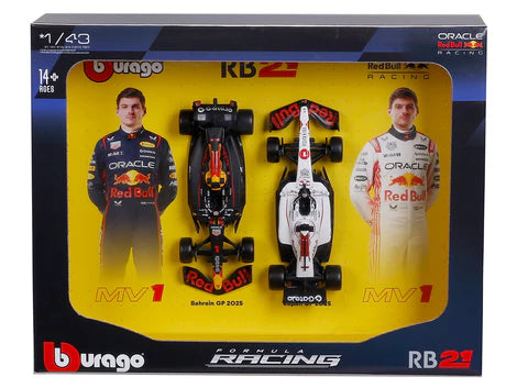 2025 Oracle Red Bull RB21 Twin Pack 1:43 Max Verstappen Bburago Licensed F1 Diecast