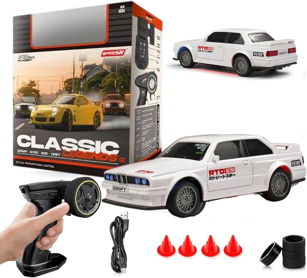 1:43 Scale Bwm E20 Mini RC Drift Car with Gyro Full Proportional RTR 2.4Ghz Remote Control with RGB Lights