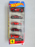 HOTWHEELS BASIC 5 PACK COMBO FERRARI + BATMAN + STUNT CARS