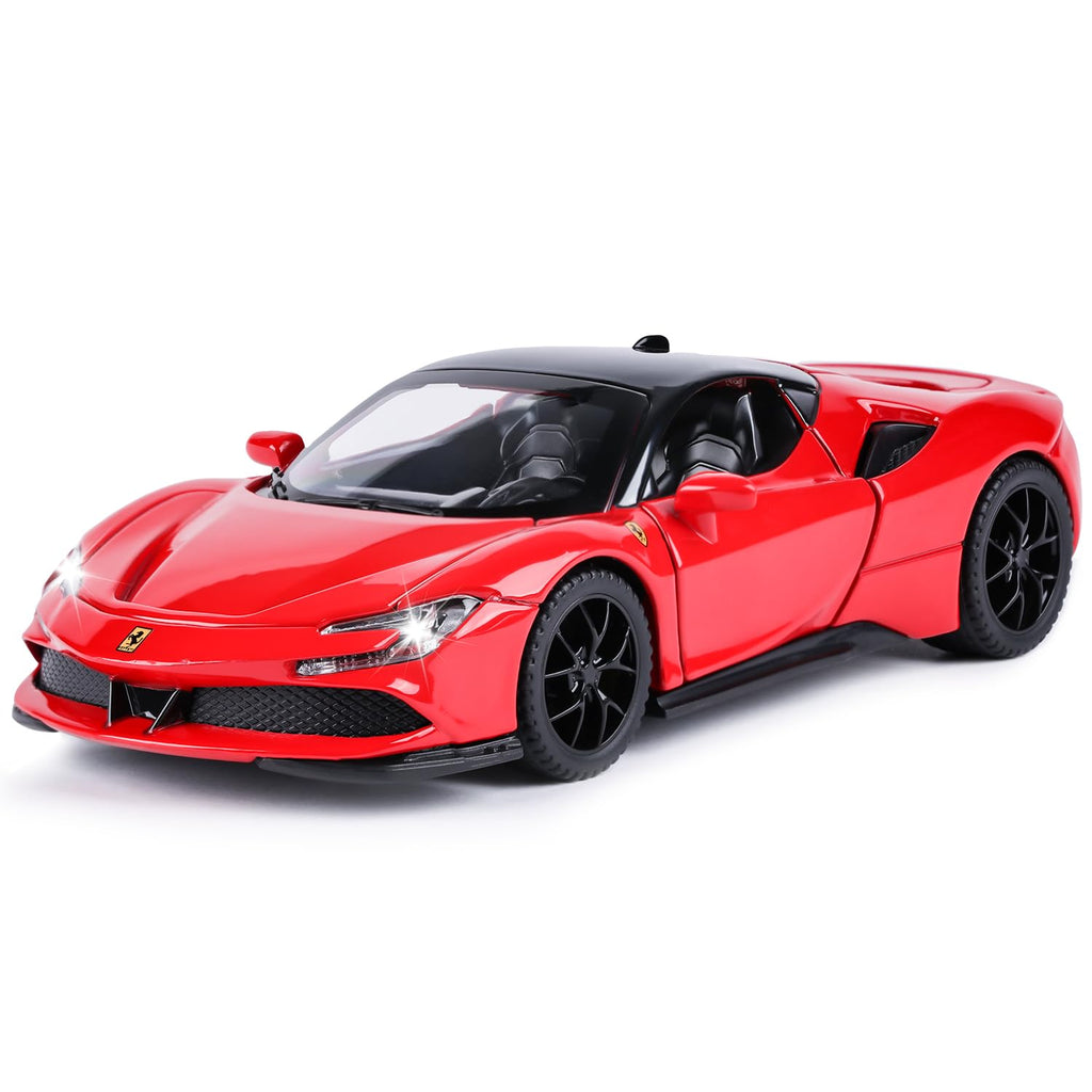 JJ FERRARI DC METAL ALLOY MODEL CAR SOUND LIGHT PULL BACK