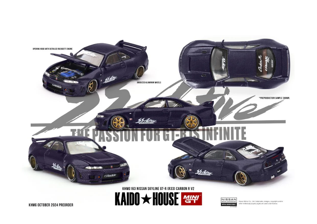 MINIGT NISSAN SKYLINE GTR R33 ACTIVE CARBON V2