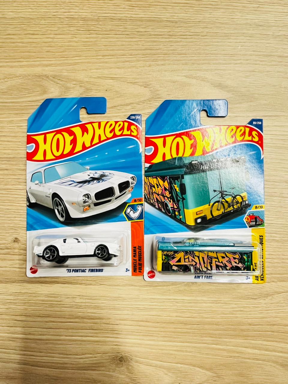 HOTWHEELS BASIC CAR ASSORTMENT N CASE BMW 2002 + 73 PONTANIC FIREBIRD + AINT FARE