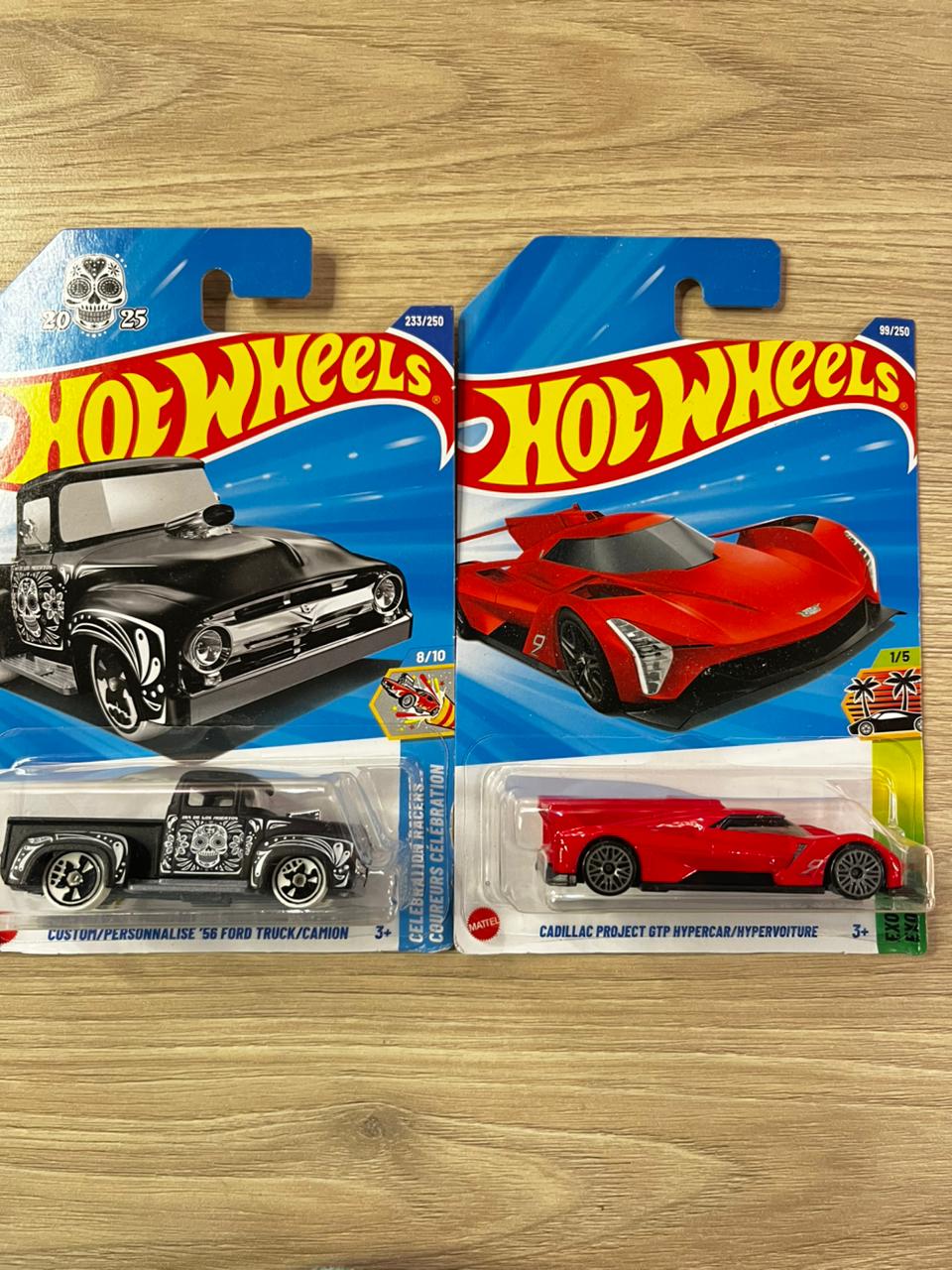 HOTWHEELS BASIC CAR ASSORTMENT N CASE 56 FORD TRUCK CUSTOM + CADILLAC HYPERCAR