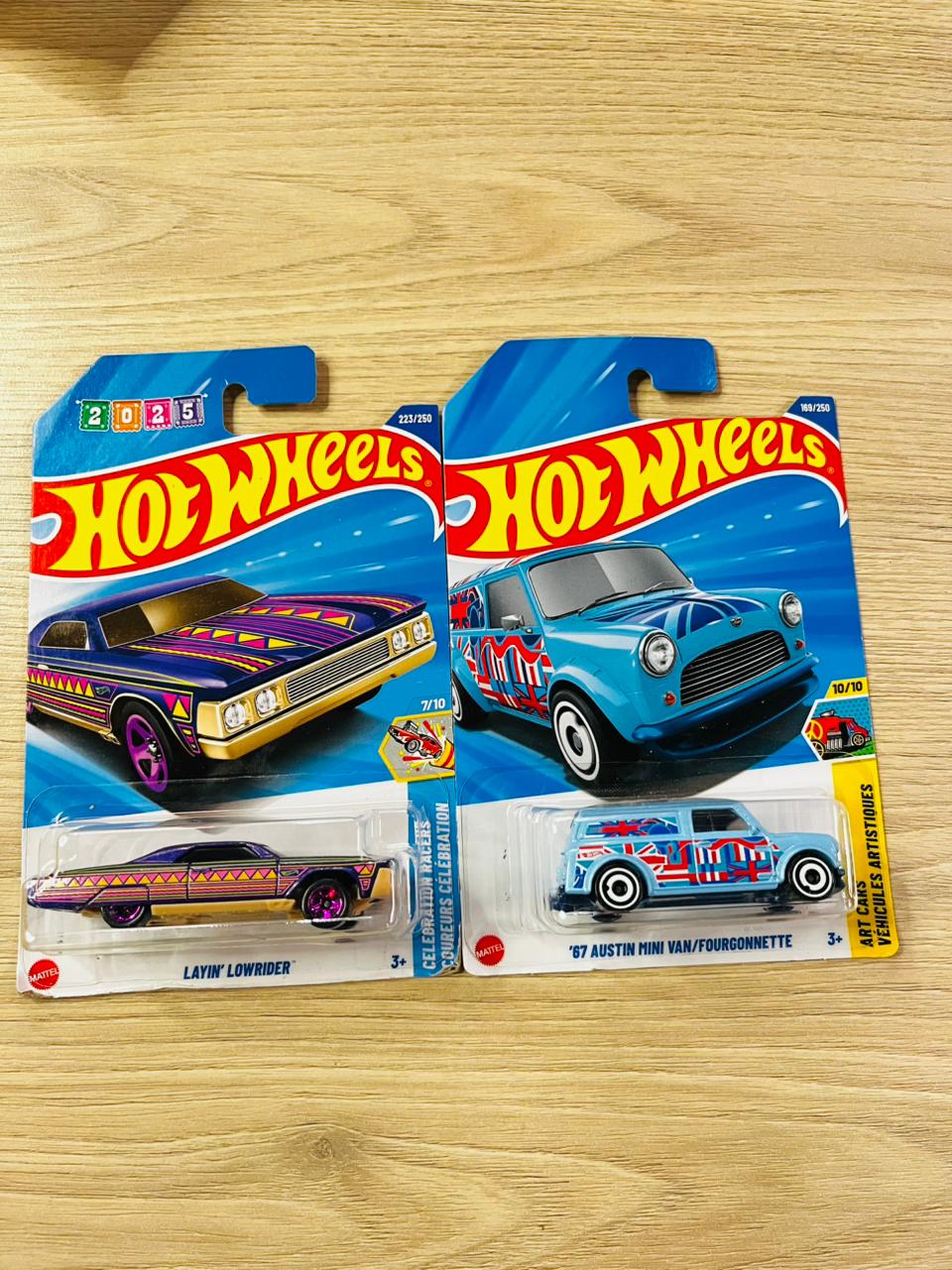 HOTWHEELS BASIC CAR ASSORTMENT N CASE 67 AUSTIN MINI VAN + LAYIN LOWRIDER