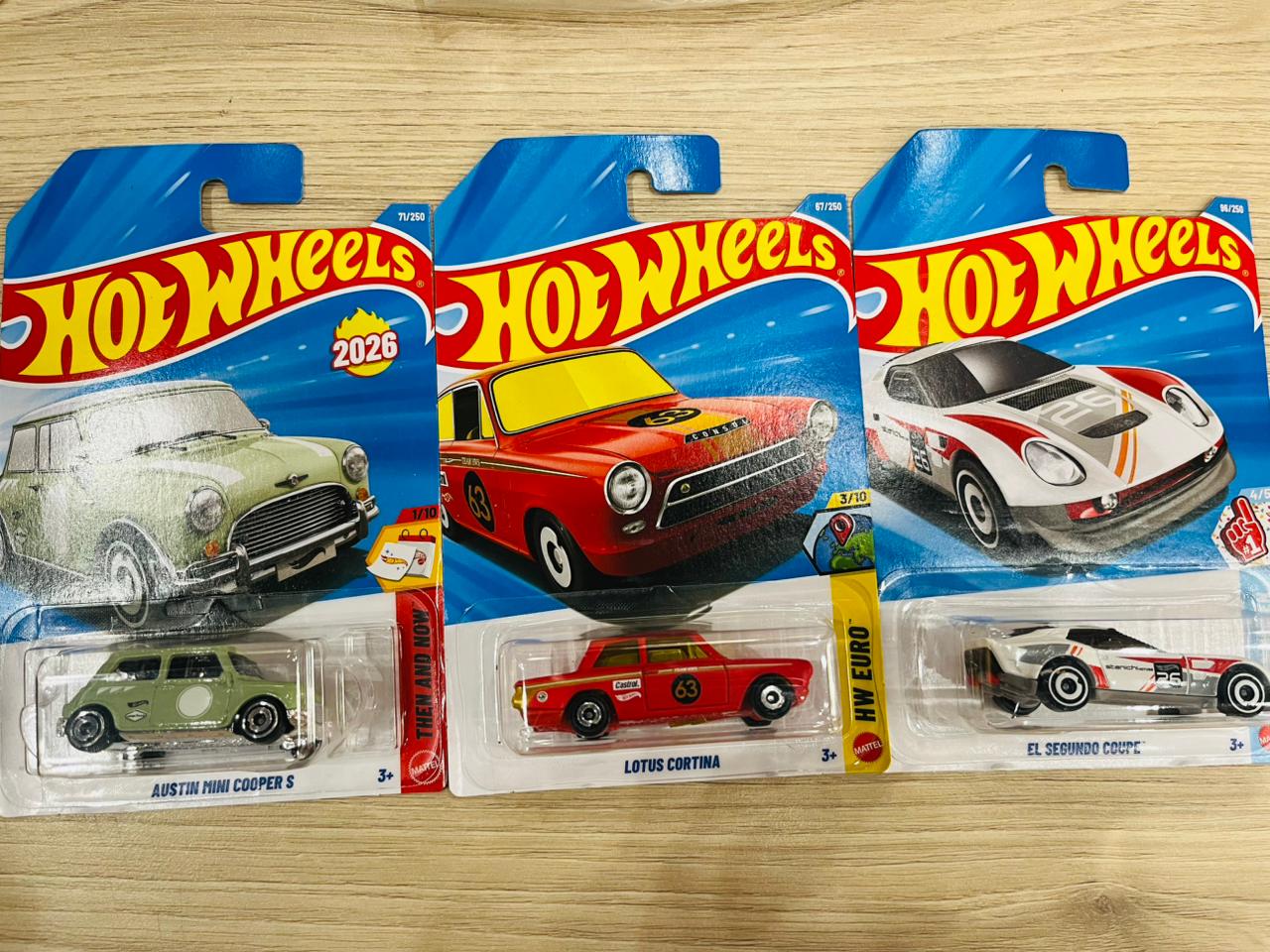HOTWHEELS BASIC CAR ASSORTMENT 2026 D CASE MINI COOPER + LOTUS CORTINA + EL SEGUNDO COUPE