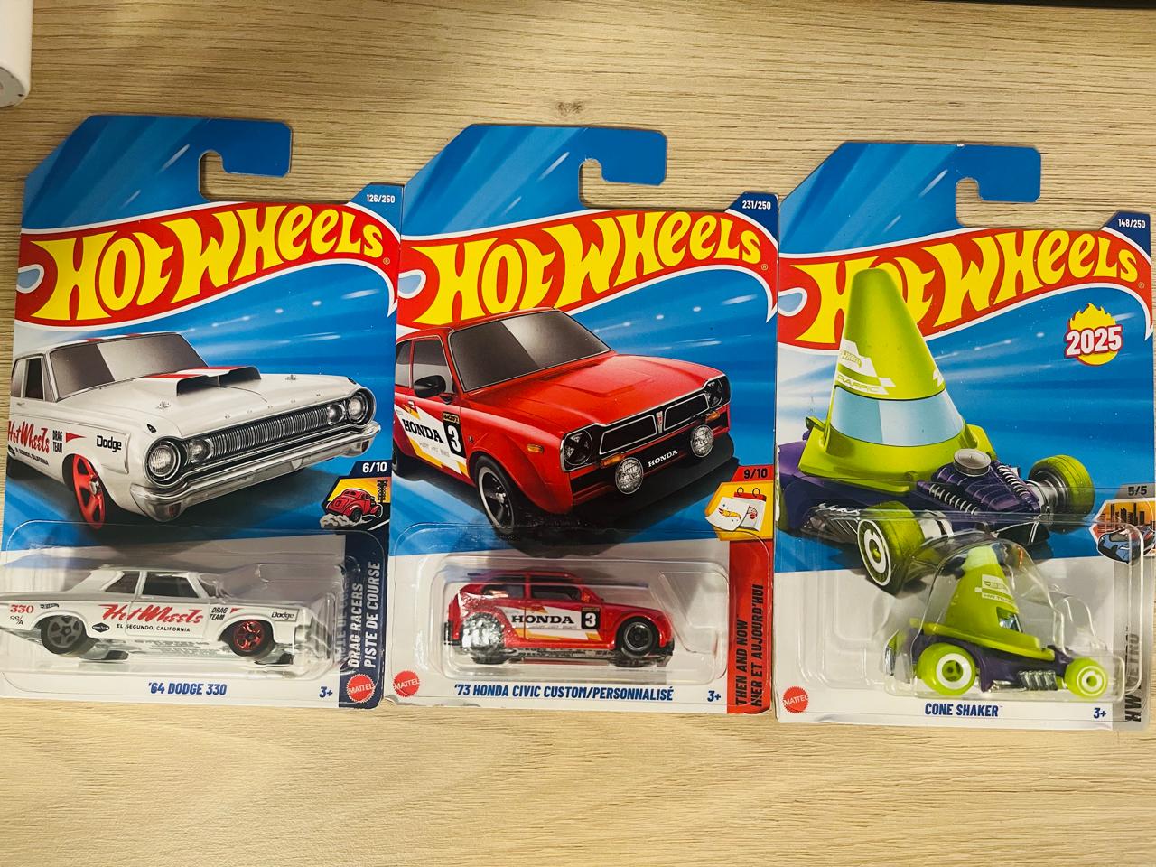 HOTWHEELS BASIC CAR 2026 E CASE 64 DODGE 330 +  73 HONDA CIVIC + CONE SHAKER