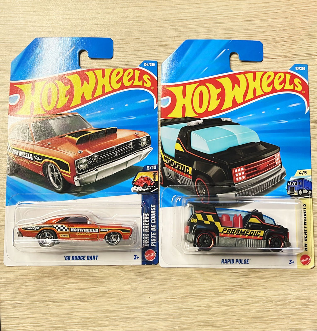 HOTWHEELS BASIC CAR 2026 E CASE PORSCHE CARRERA + 68 DODGE DART + RAPID PULSE