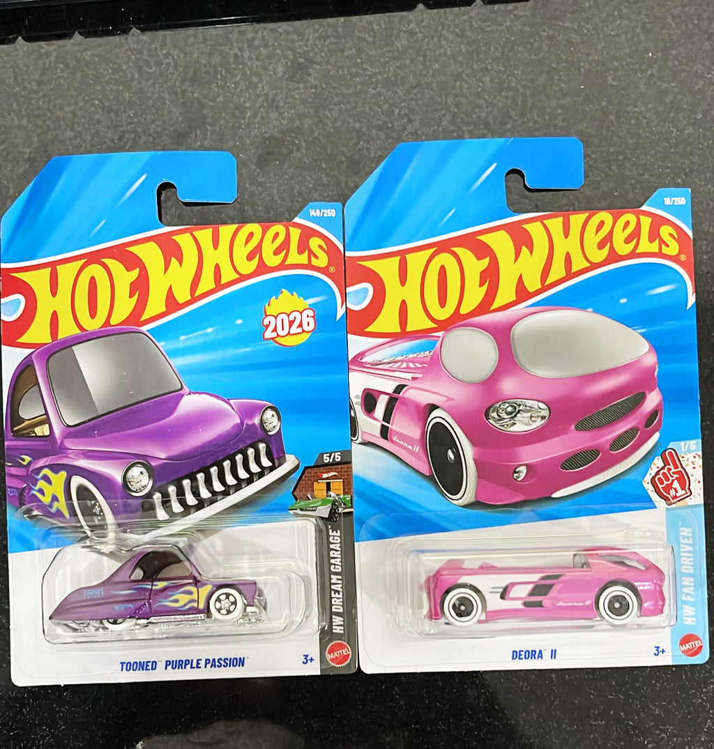 HOTWHEELS BASIC CAR 2026 G CASE FERRARI DINO + TOONED PURPLE + DEORA