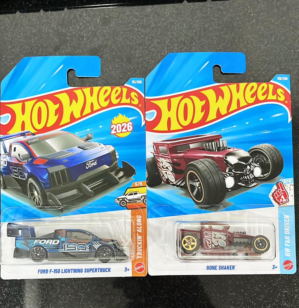 HOTWHEELS BASIC CAR 2026 G CASE HONDA CIVIC CUSTOM + FORD F-150 + BONE SHAKER