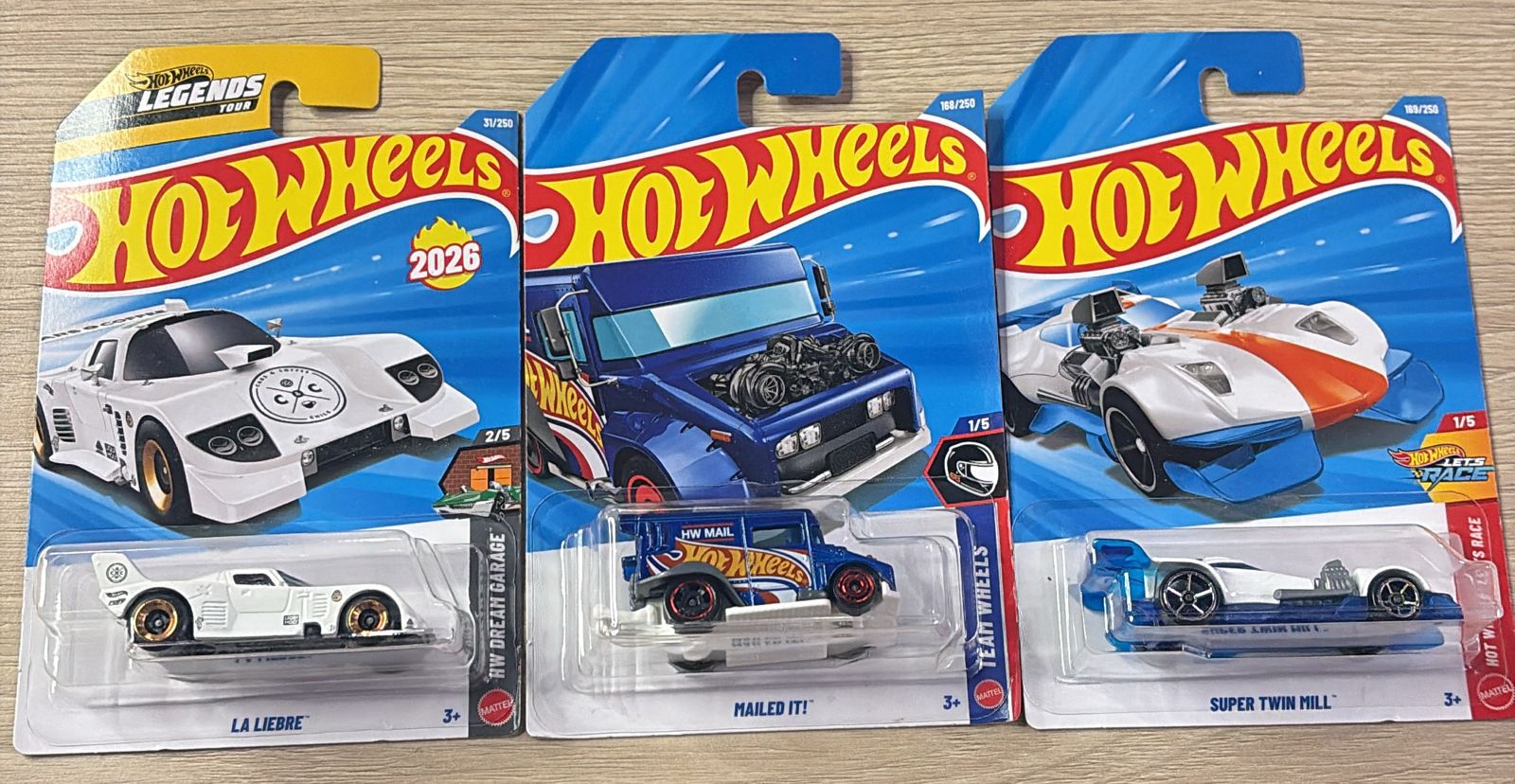 HOTWHEELS BASIC CAR 2026 H CASE LOTUS SPORT + LA LIEBRE + MAILED IT + SUPER TWIN MILL