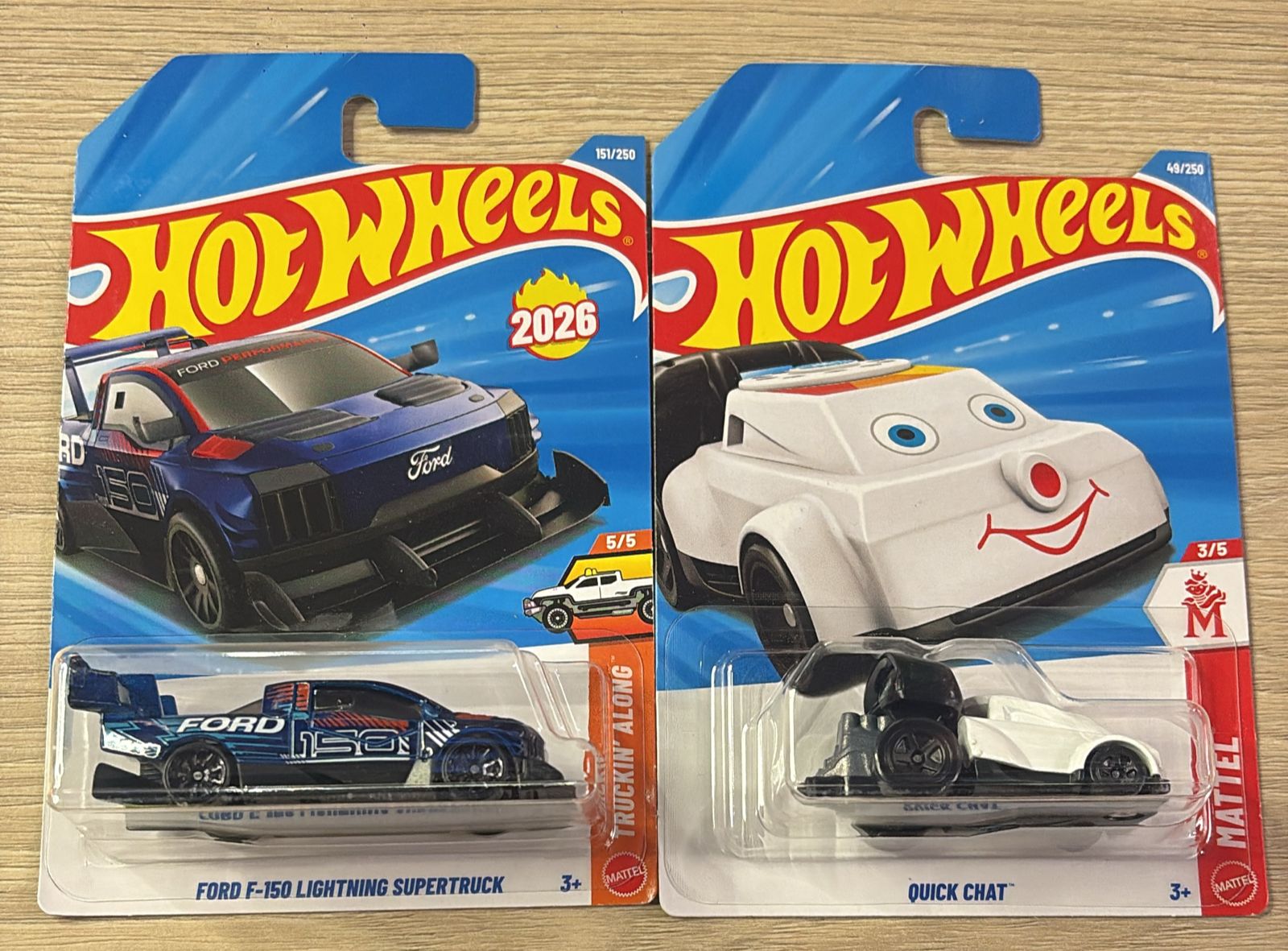 HOTWHEELS BASIC CAR 2026 H CASE CADILLAC CELESTIO + FORD F150 + QUICK CHAT