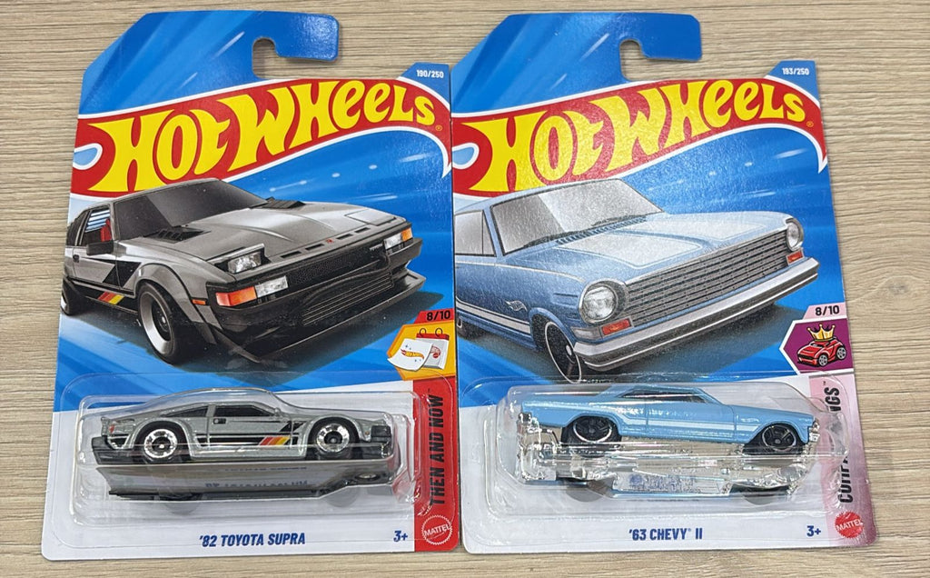 HOTWHEELS BASIC CAR 2026 J CASE 82 TOYOTA SUPRA + 63 CHEVY + 69 CHEVELLE + AMARU GTC + GONE MAD