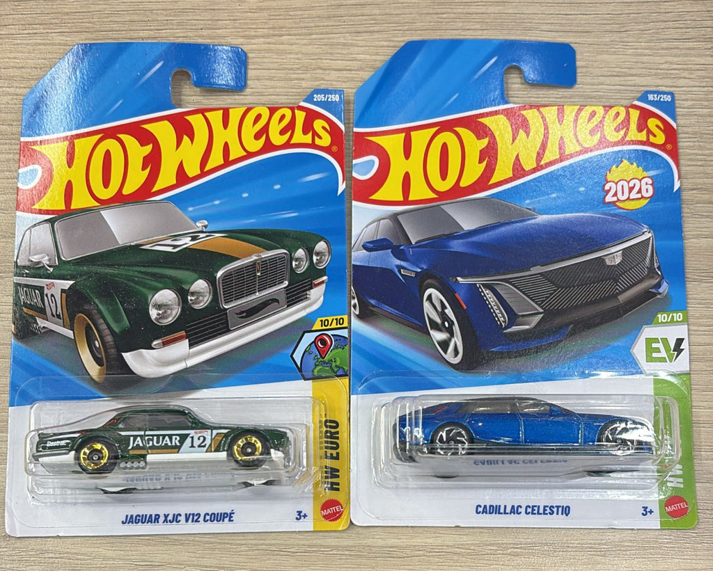 HOTWHEELS BASIC CAR 2026 J CASE JAGUAR V12 + CADILLAC + DATSUN 620 + MERCEDES BENZ