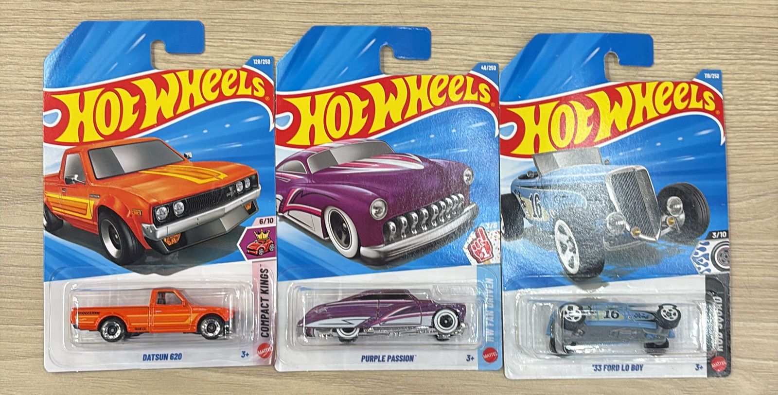 HOTWHEELS BASIC CAR 2026 J CASE SUBARU + 64 LINCOLN CONTINENTAL + DATSUN 620 + PURPLE PASSION+ 33 FORD LO BOY