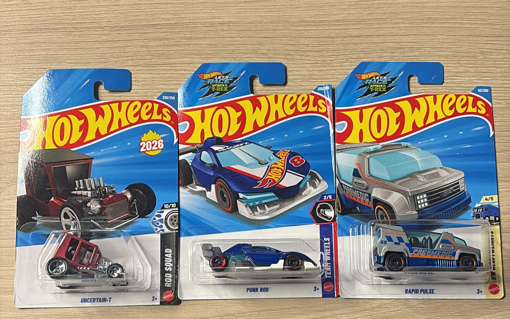 HOTWHEELS BASIC CAR 2026 L CASE ASTON MARTIN F1 + UNCERTAIN + RAPID PULSE + PUNK ROD
