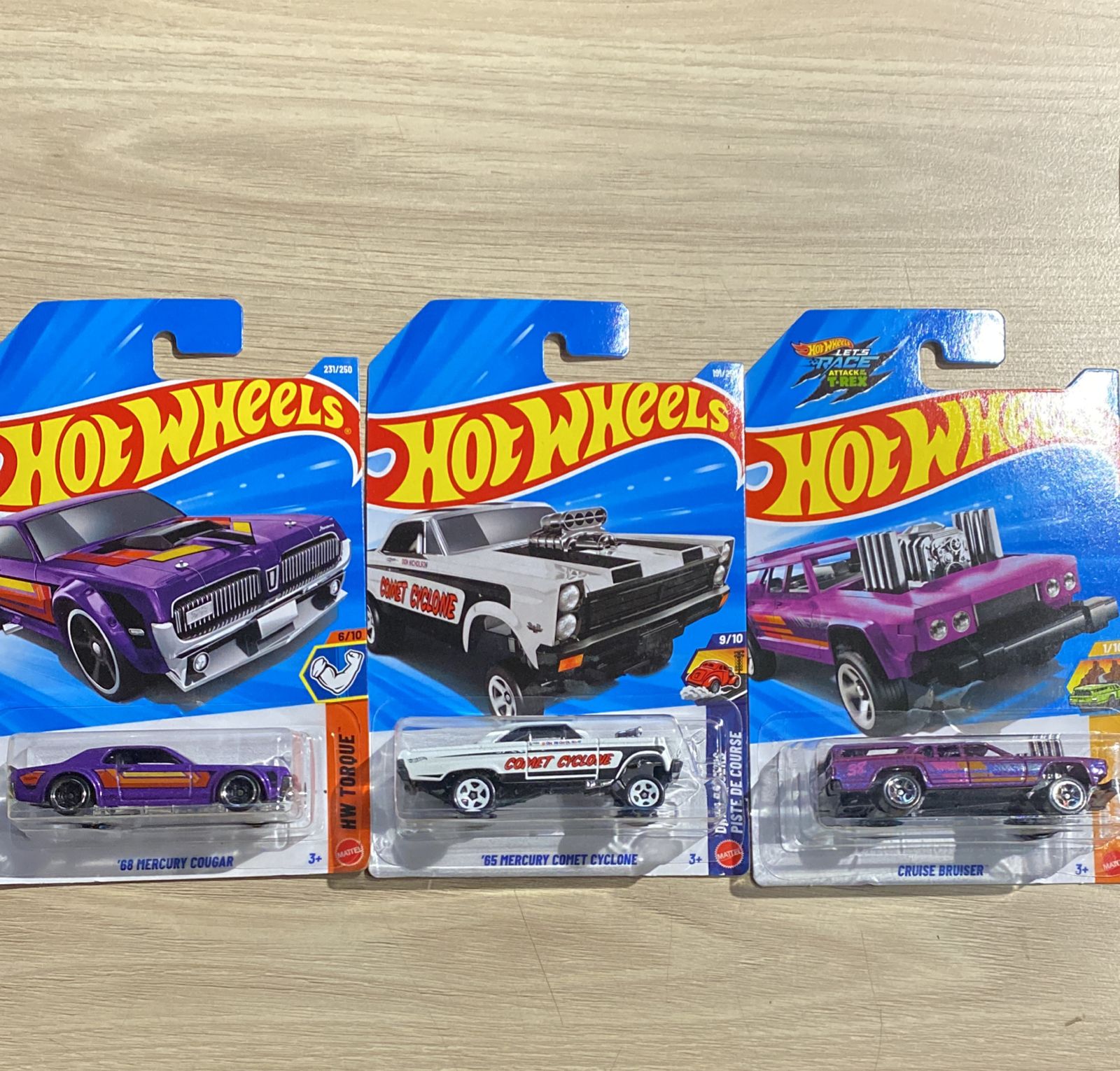 HOTWHEELS BASIC CAR 2026 N CASE 68 MERCURY COUGAR + 65 MERCURY COMET + CRUISE BRUISER
